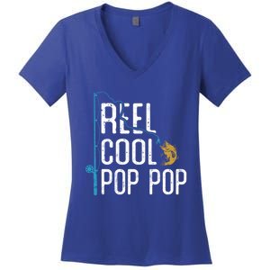 Fishing Reel Cool Pop Pop Father’S Day Gift For Fisher Great Gift Women's V-Neck T-Shirt