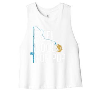 Fishing Reel Cool Pop Pop Father’S Day Gift For Fisher Great Gift Women's Racerback Cropped Tank