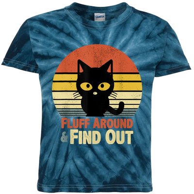 Funny Retro Cat Fluff Around And Find Out Funny Sayings Kids Tie-Dye T-Shirt