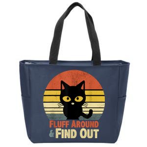 Funny Retro Cat Fluff Around And Find Out Funny Sayings Zip Tote Bag