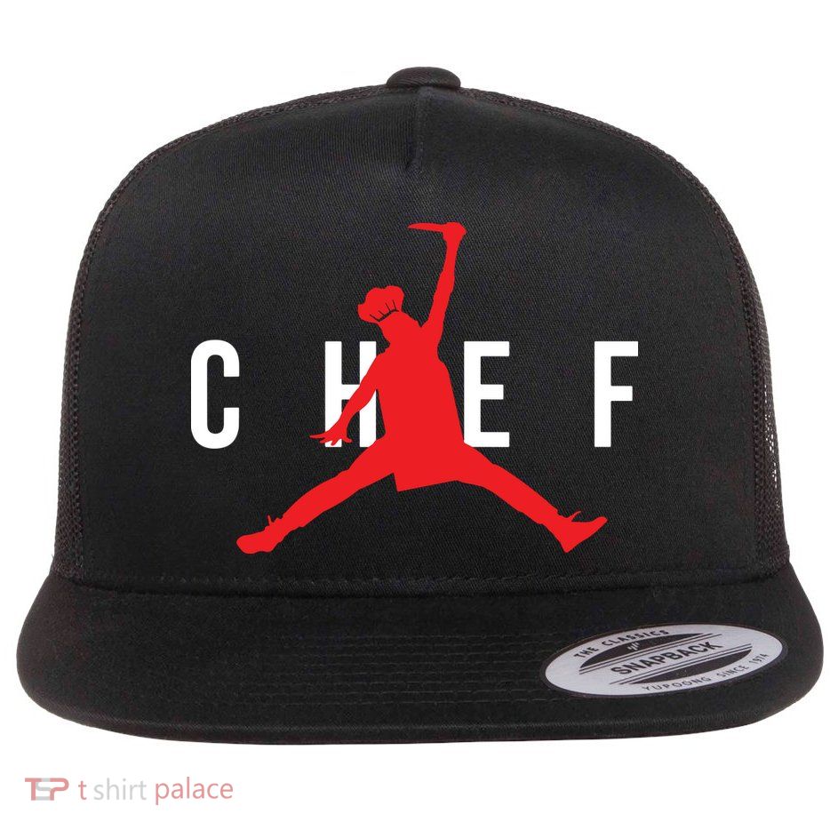 Funny Restaurant Chef Jumping Chef Knife Logo Flatbill Hat