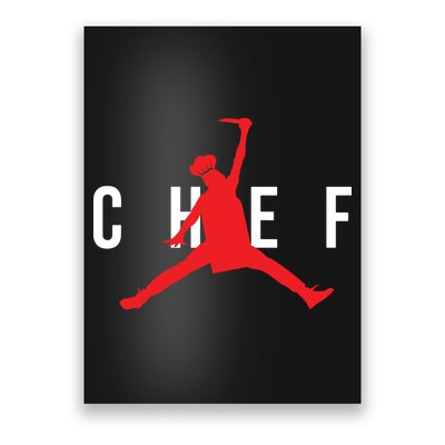 Funny Restaurant Chef Jumping Chef Knife Logo Poster