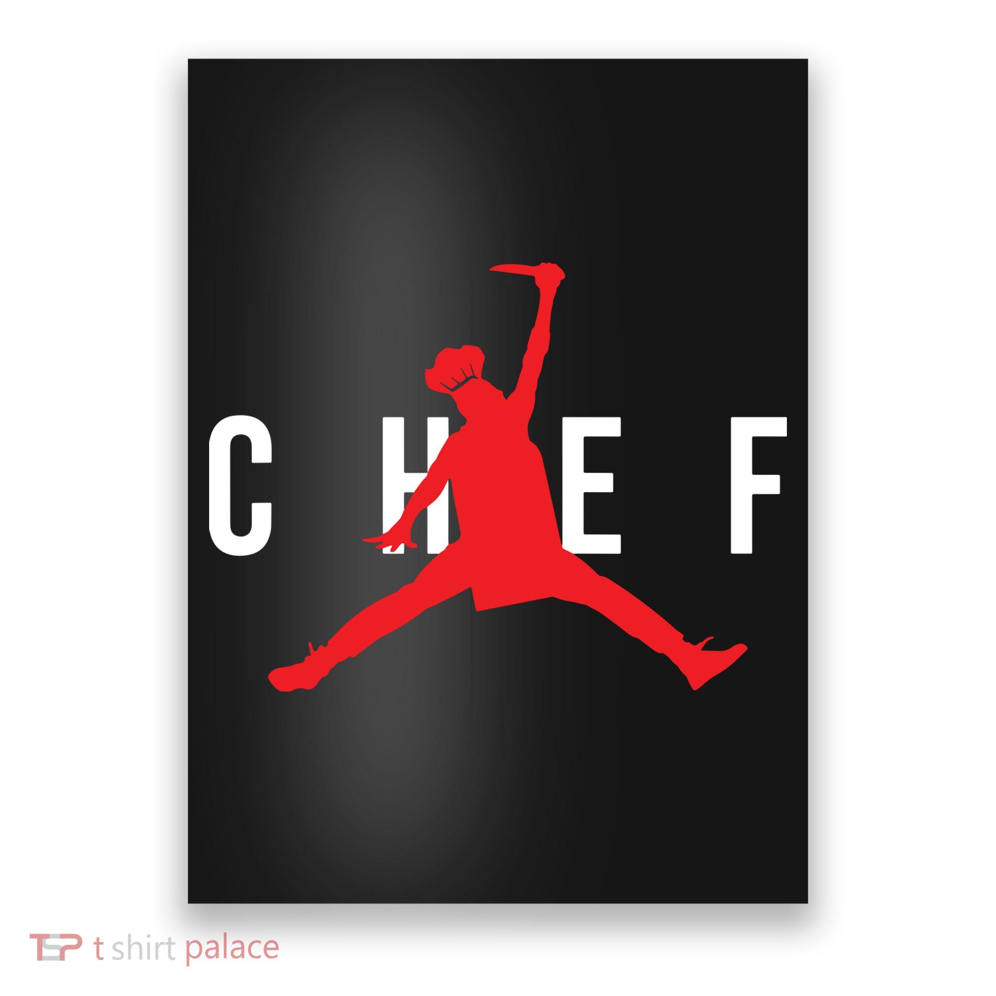 Funny Restaurant Chef Jumping Chef Knife Logo Poster