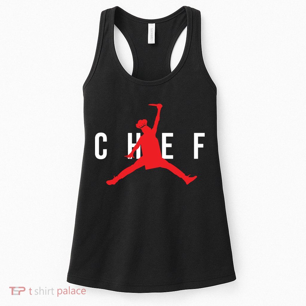 Funny Restaurant Chef Jumping Chef Knife Logo Womens Tank Top