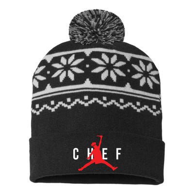 Funny Restaurant Chef Jumping Chef Knife Logo USA-Made Snowflake Beanie