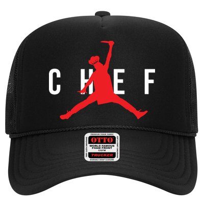 Funny Restaurant Chef Jumping Chef Knife Logo Trucker Hat