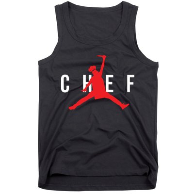 Funny Restaurant Chef Jumping Chef Knife Logo Tank Top
