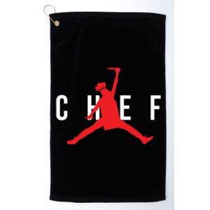 Funny Restaurant Chef Jumping Chef Knife Logo Platinum Collection Golf Towel