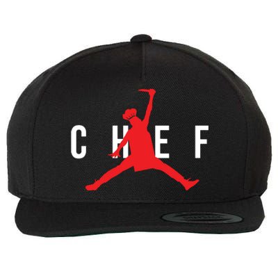 Funny Restaurant Chef Jumping Chef Knife Logo Wool Snapback Cap