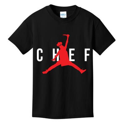 Funny Restaurant Chef Jumping Chef Knife Logo Kids T-Shirt