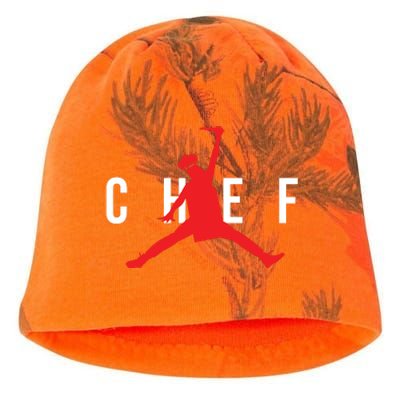 Funny Restaurant Chef Jumping Chef Knife Logo Kati - Camo Knit Beanie