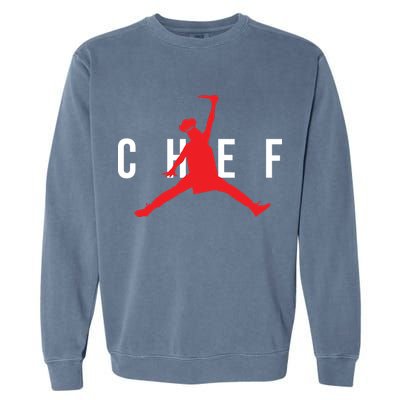 Funny Restaurant Chef Jumping Chef Knife Logo Garment-Dyed Sweatshirt