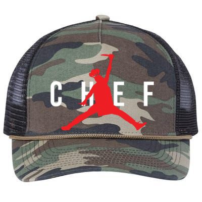 Funny Restaurant Chef Jumping Chef Knife Logo Retro Rope Trucker Hat Cap