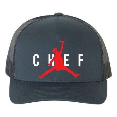 Funny Restaurant Chef Jumping Chef Knife Logo Yupoong Adult 5-Panel Trucker Hat