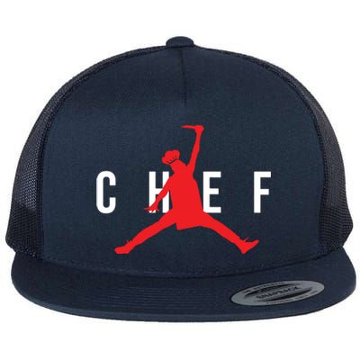 Funny Restaurant Chef Jumping Chef Knife Logo Flat Bill Trucker Hat