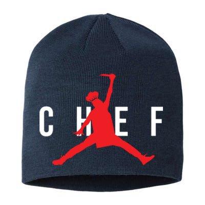 Funny Restaurant Chef Jumping Chef Knife Logo Sustainable Beanie