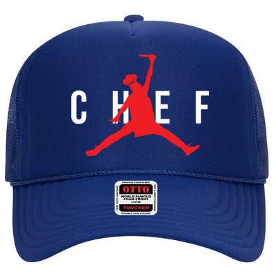 Funny Restaurant Chef Jumping Chef Knife Logo High Crown Mesh Back Trucker Hat