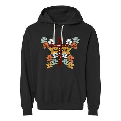 Faith Retro Cross Butterfly Religious Gifts Christian Garment-Dyed Fleece Hoodie