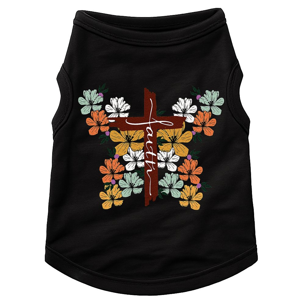 Faith Retro Cross Butterfly Religious Gifts Christian Doggie Tank