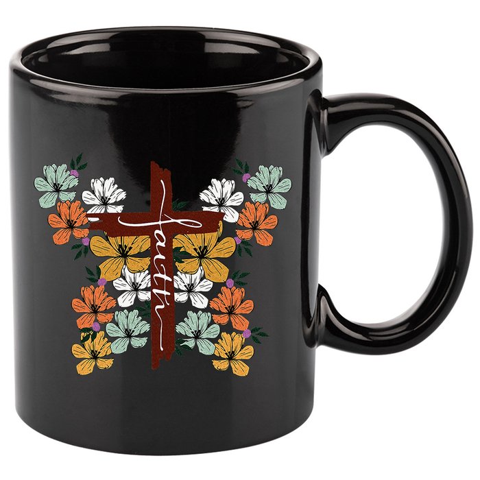 Faith Retro Cross Butterfly Religious Gifts Christian 11oz C Handle Ceramic Mug