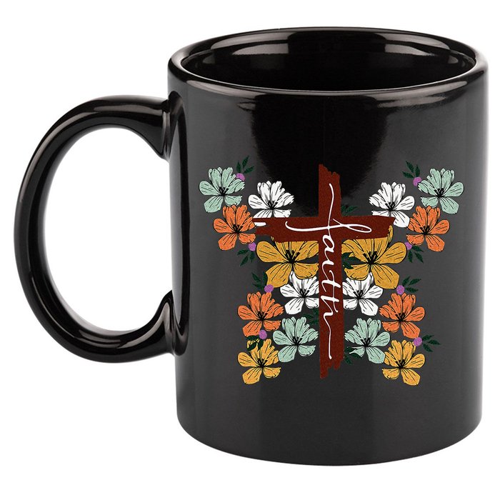 Faith Retro Cross Butterfly Religious Gifts Christian 11oz C Handle Ceramic Mug