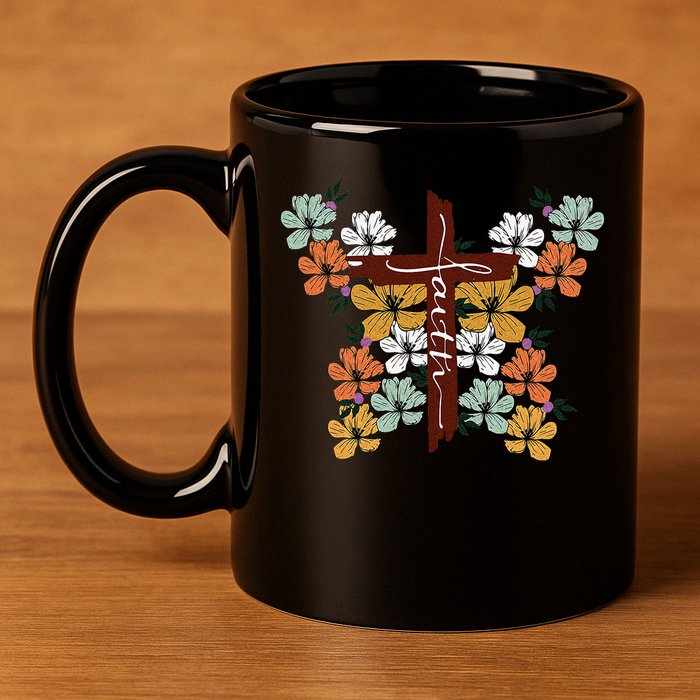 Faith Retro Cross Butterfly Religious Gifts Christian 11oz C Handle Ceramic Mug