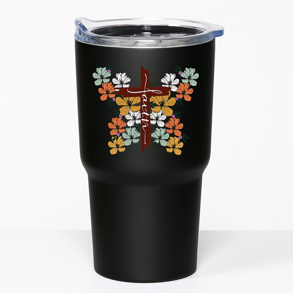 Faith Retro Cross Butterfly Religious Gifts Christian Tumbler