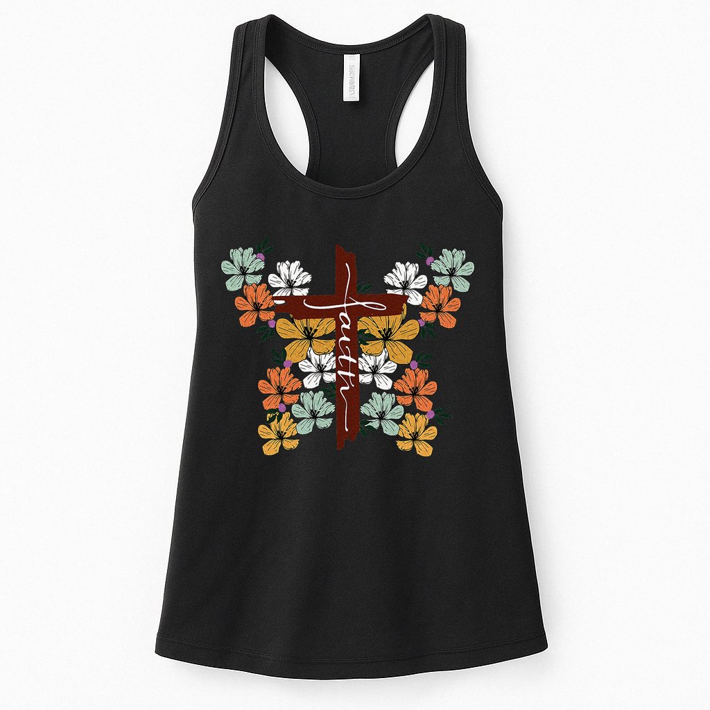 Faith Retro Cross Butterfly Religious Gifts Christian Womens Tank Top