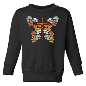 Faith Retro Cross Butterfly Religious Gifts Christian Toddler Sweatshirt