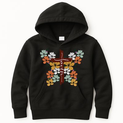 Faith Retro Cross Butterfly Religious Gifts Christian Kids Hoodie