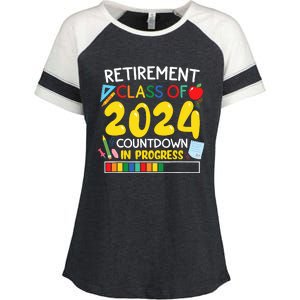 Funny Retirement Class Of 2024 Countdown In Progress Teacher Enza Ladies Jersey Colorblock Tee