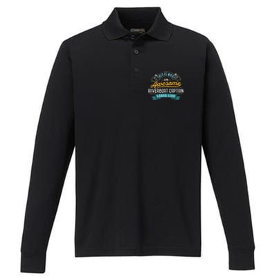 Funny Riverboat Captain Awesome Job Occupation Performance Long Sleeve Polo