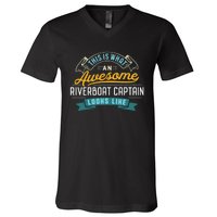 Funny Riverboat Captain Awesome Job Occupation V-Neck T-Shirt