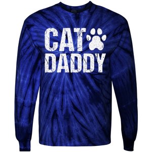 Funny Rad Cat Daddy Dad Gift Fathers Day Tie-Dye Long Sleeve Shirt