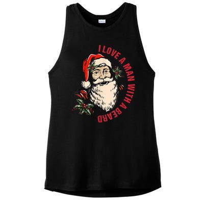 Funny Retro Christmas Santa Claus I Love A Man With A Beard Ladies PosiCharge Tri-Blend Wicking Tank