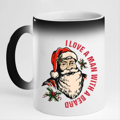 Funny Retro Christmas Santa Claus I Love A Man With A Beard 11oz Black Color Changing Mug