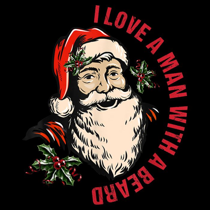 Funny Retro Christmas Santa Claus I Love A Man With A Beard Flexfit Unipanel Trucker Cap