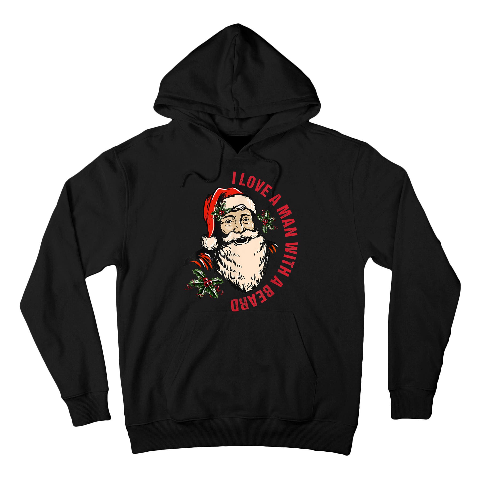 Funny Retro Christmas Santa Claus I Love A Man With A Beard Tall Hoodie