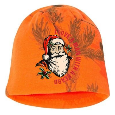 Funny Retro Christmas Santa Claus I Love A Man With A Beard Kati - Camo Knit Beanie