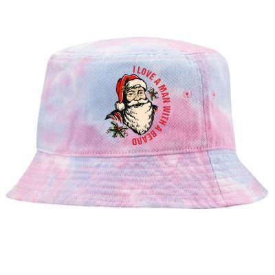 Funny Retro Christmas Santa Claus I Love A Man With A Beard Tie-Dyed Bucket Hat