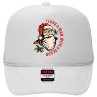 Funny Retro Christmas Santa Claus I Love A Man With A Beard High Crown Mesh Back Trucker Hat