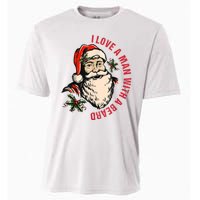 Funny Retro Christmas Santa Claus I Love A Man With A Beard Cooling Performance Crew T-Shirt