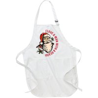 Funny Retro Christmas Santa Claus I Love A Man With A Beard Full-Length Apron With Pockets