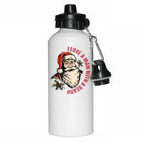 Funny Retro Christmas Santa Claus I Love A Man With A Beard Aluminum Water Bottle