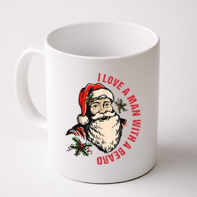 Funny Retro Christmas Santa Claus I Love A Man With A Beard Coffee Mug