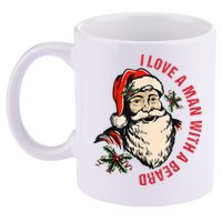 Funny Retro Christmas Santa Claus I Love A Man With A Beard 11oz C Handle Ceramic Mug