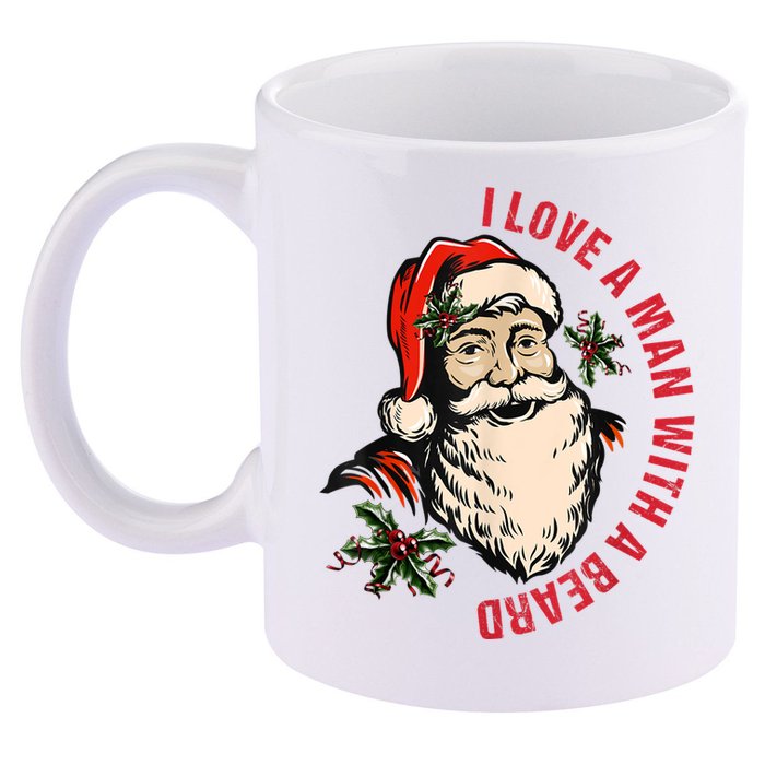 Funny Retro Christmas Santa Claus I Love A Man With A Beard 11oz C Handle Ceramic Mug
