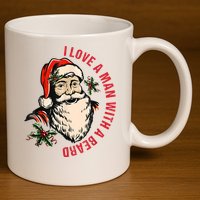 Funny Retro Christmas Santa Claus I Love A Man With A Beard 11oz C Handle Ceramic Mug