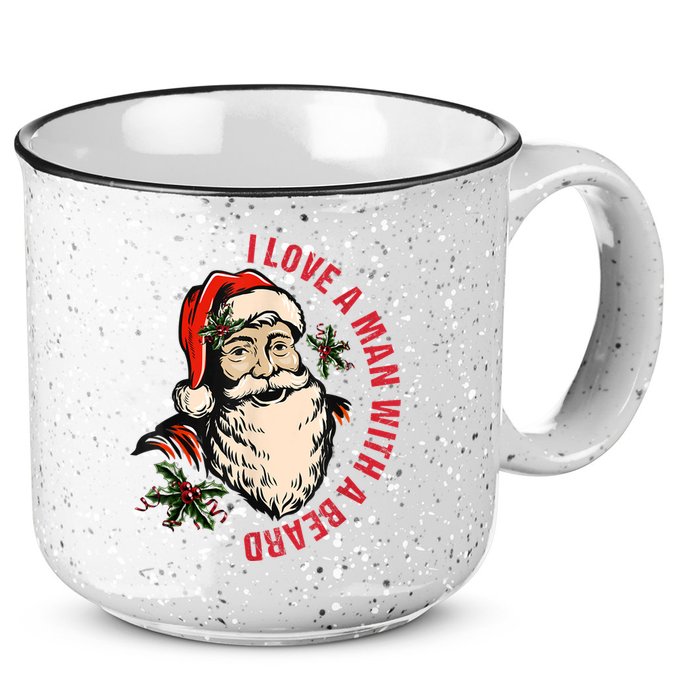 Funny Retro Christmas Santa Claus I Love A Man With A Beard 15oz Campfire Ceramic Mug