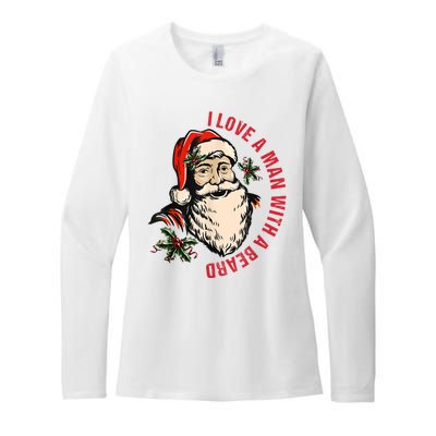 Funny Retro Christmas Santa Claus I Love A Man With A Beard Womens CVC Long Sleeve Shirt